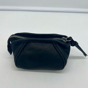 VANESSA BRUNO Black Matte Leather Coin Purse Small Pouch Wallet